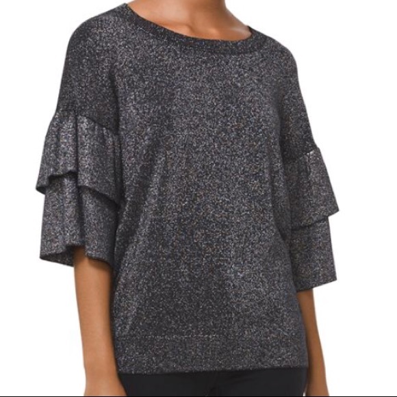 Michael Kors Tops - NWT Michael Kors Silver Metallic Bell Sleeve Top Michael Kors Tops - NWT Michael Kors Silver Metallic Bell Sleeve Top